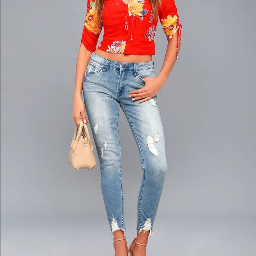 EVIDNT Malibu Distressed Girlfriend Jeans